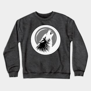 Wolf Howling At The Moon Black Crewneck Sweatshirt